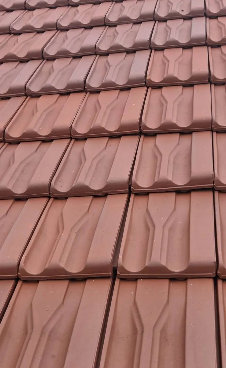 Aceeași țiglă ceramică după spălarea acoperișului, fără licheni