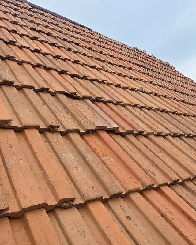 Acoperișul din țiglă după curățare, cu culoarea țiglei refăcută