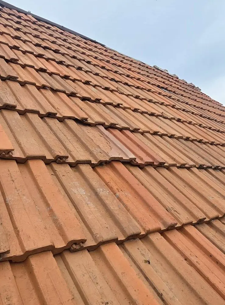 Acoperișul din țiglă după curățare, cu culoarea țiglei refăcută